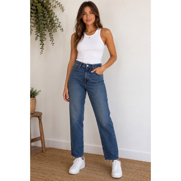 Abercrombie & Fitch Denim - Abercrombie & Fitch Curve Love 90s Straight Ultra High Rise Jeans Blue 29 8R